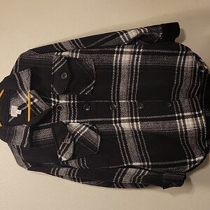 Thick Heavy Fannel Coat Button Up Black And White